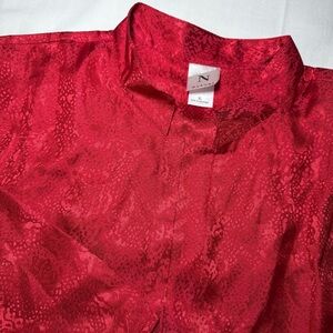Natori Nightgown Womens Red Size XL Sleepshirt Loungewear Pockets Satin V-neck